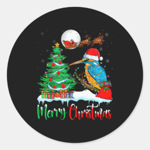 Kingfisher Santa Hat Xmas Tree Merry Christmas Kin Classic Round Sticker
