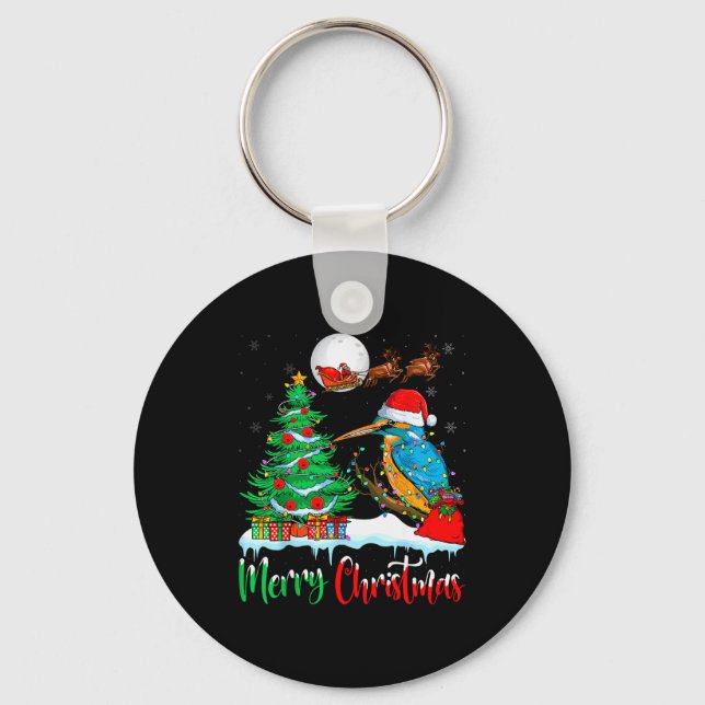 Kingfisher Santa Hat Xmas Tree Merry Christmas Kin Key Ring (Front)