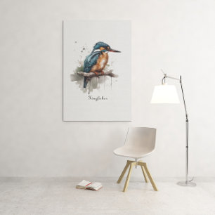Kingfisher sitting on a branch customisable canvas print