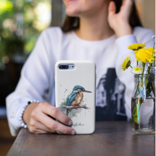 Kingfisher sitting on a branch, customisable iPhone 11 case