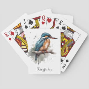 Kingfisher sitting on a branch customisable playing cards