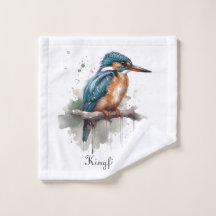 Kingfisher sitting on a branch in water colour