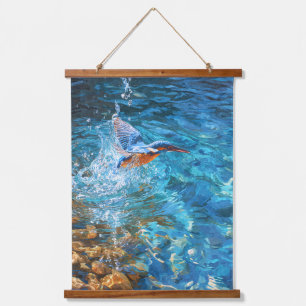 Kingfisher Splash Clear Blue Water Art Hanging Tapestry