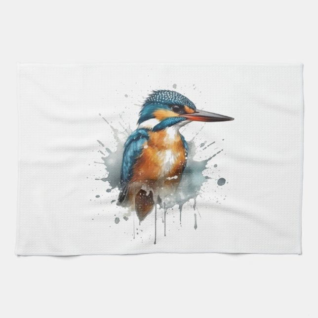 Kingfisher Splash Tea Towel (Horizontal)