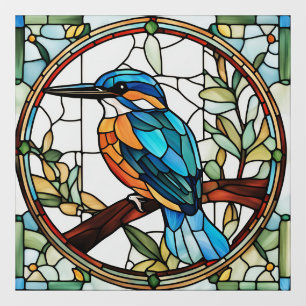 Kingfisher Stained Glass Orange Blue Bird  Window Cling