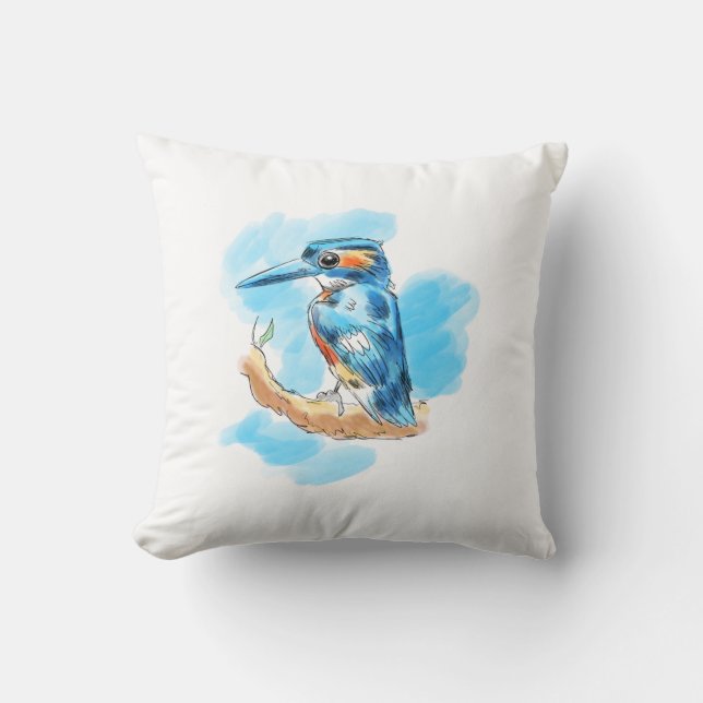 Kingfisher T-Shirt Throw Pillow (Front)