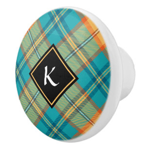 Kingfisher Tartan Ceramic Knob