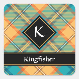 Kingfisher Tartan Square Sticker
