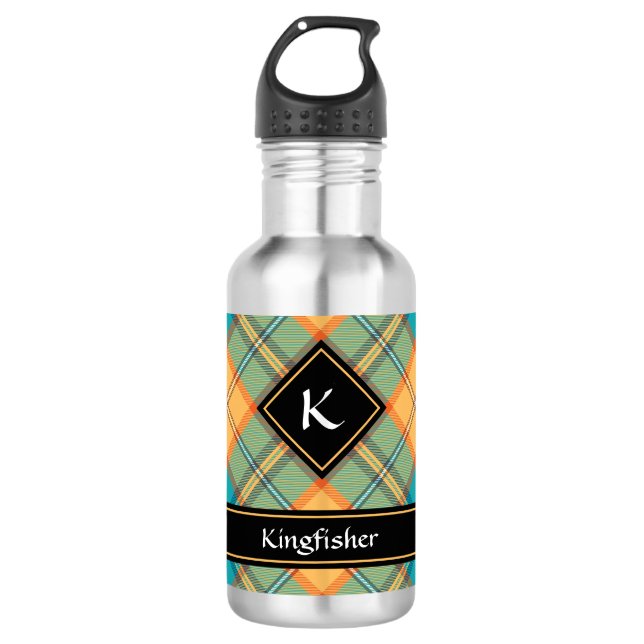 Kingfisher Tartan Stainless Steel Water Bottle (Front)