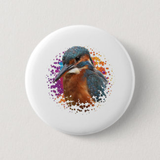 Kingfisher with colourful background 6 cm round badge