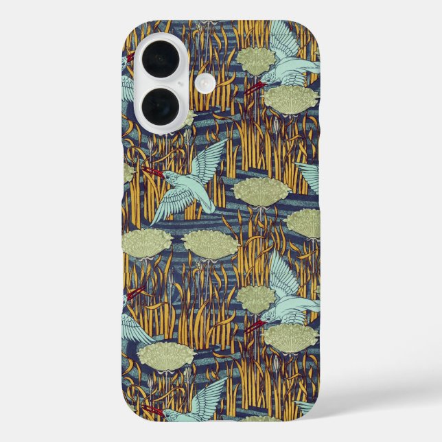KINGFISHERS AND FLOWERING RUSH Art Nouveau Floral Case-Mate iPhone Case (Back)