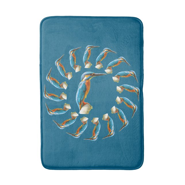 Kingfishers Circle Bath Mat (Front Vertical)