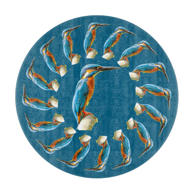 Kingfishers Circle Cutting Board (Front)