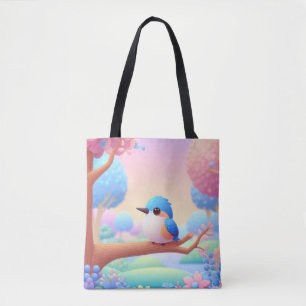 Kingfisher's Floral Perch Tote Bag