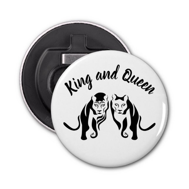 Kings and Queens Black Leo Lion and Lioness Bottle Opener (Front)