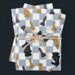 Kings and Queens Chess Chessmaster Game Wrapping Paper Sheet<br><div class="desc">Check mate! This cute chess board illustration with dancing pieces makes a perfect finishing touch for the chess player or game enthusiast in your life.</div>
