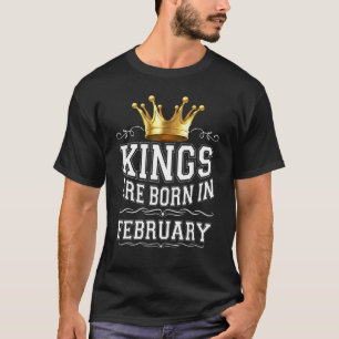 Kings Are Born In February Birthday Crown Boy Men' T-Shirt
