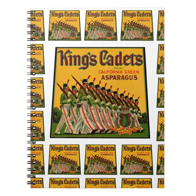 King's Cadets Asparagus Label multi print Notebook (Front)