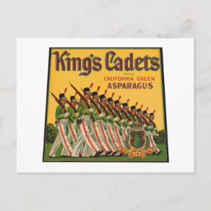 Kings Cadets Asparagus Vintage Crate Label Postcard