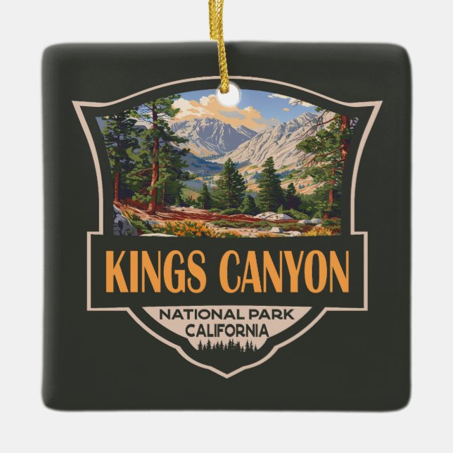 Kings Canyon National Park Illustration Retro Art Ceramic Ornament (Front)