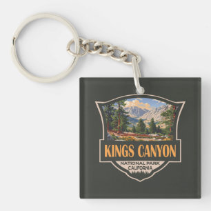 Kings Canyon National Park Illustration Retro Art Key Ring