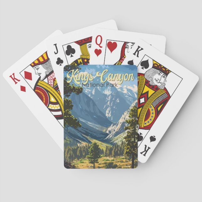 Kings Canyon National Park Illustration Travel Art Playing Cards (Back)