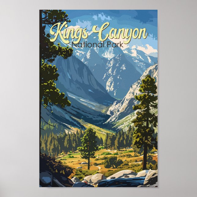 Kings Canyon National Park Illustration Travel Art Poster (Front)