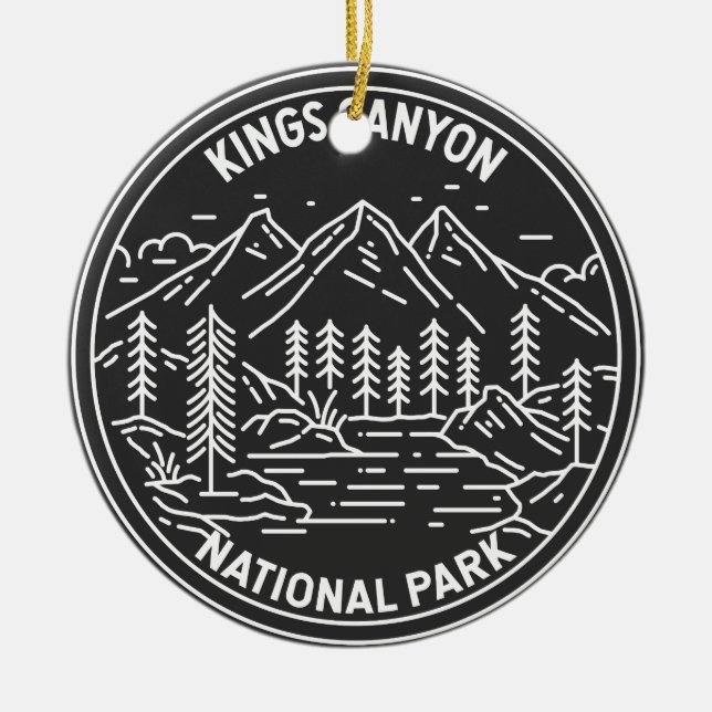 Kings Canyon National Park Monoline  Ceramic Tree Decoration (Front)