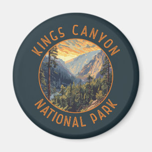 Kings Canyon National Park Retro Distressed Circle Magnet