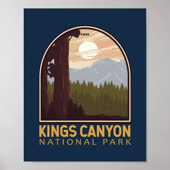 Kings Canyon National Park Vintage Emblem Poster (Front)