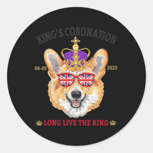 Kings Coronation 2023 For Union Jack With Corgi Classic Round Sticker