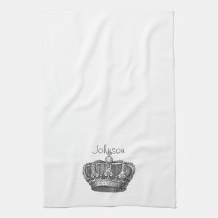 King's Crown Your Text Tea Towel