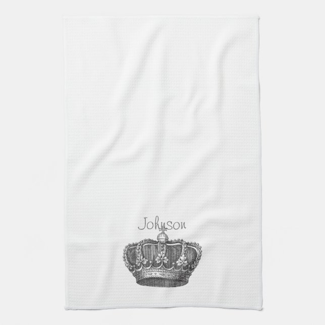 King's Crown Your Text Tea Towel (Vertical)