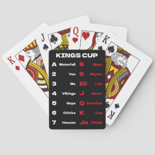 Kings Cup Drinking Game Rules Black Playing Cards