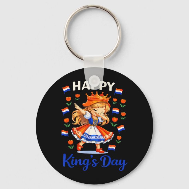 Kings Day Netherlands Flag Koningsdag Dutch Key Ring (Front)