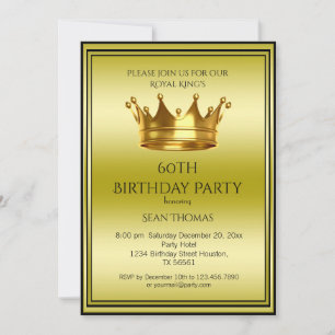 King's Gold Crown Man's Birthday Invitation