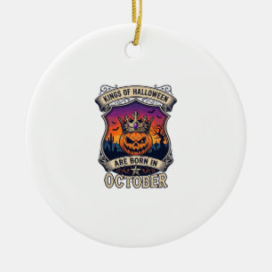 Kings Halloween Are Born October Crown Pumpkin Bat Ceramic Tree Decoration