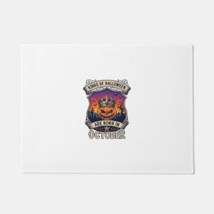 Kings Halloween Are Born October Crown Pumpkin Bat Doormat