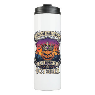 Kings Halloween Are Born October Crown Pumpkin Bat Thermal Tumbler