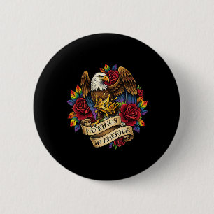 Kings in America Patriotic Roses LGBTQ Eagle USA 6 Cm Round Badge