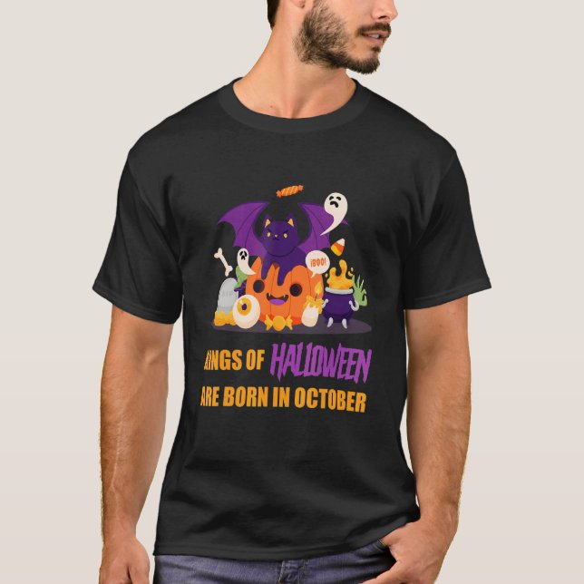 Kings Of Halloween Are Born In October Halloween B T-Shirt (Front)