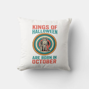 Kings Of Halloween October Birthday Vintage Shirt_ Cushion