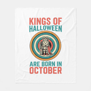 Kings Of Halloween October Birthday Vintage Shirt_ Fleece Blanket