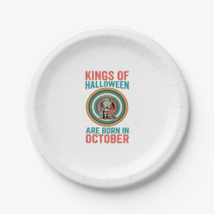 Kings Of Halloween October Birthday Vintage Shirt_ Paper Plate
