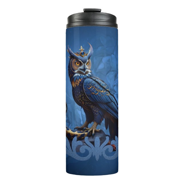 Kings of the skies and land, the majestic owl thermal tumbler (Front)
