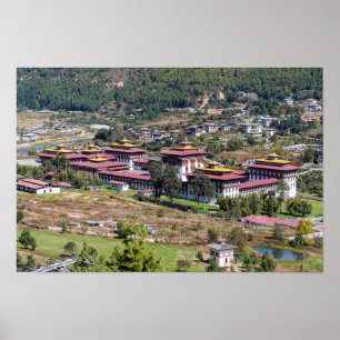 King's palace in Thimphu - Bhutan Poster