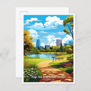 Kings Park Royal vintage travel illustration Postcard