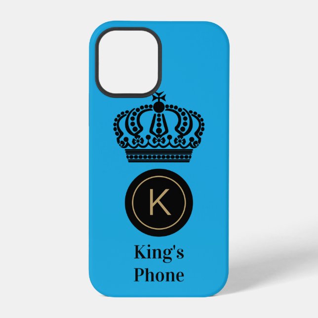 King's Phone Blue Background Monogram Customised iPhone Case (Back)