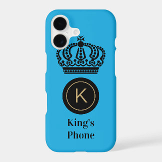 King's Phone Blue Background Monogram Personalised