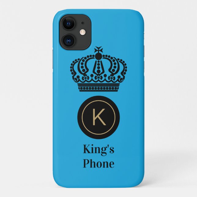 King's Phone Blue Background Monogram Personalised Case-Mate iPhone Case (Back)